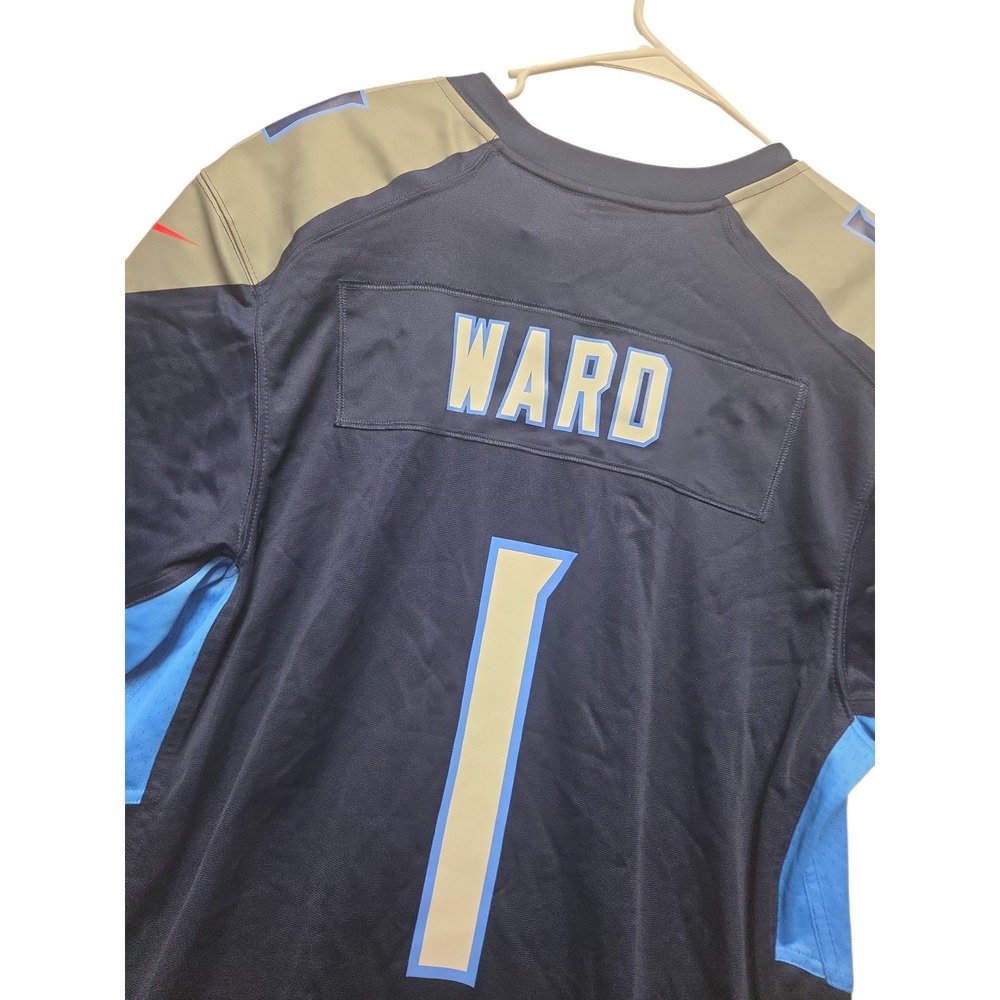 Authentic Nike NFL Tennessee Titans Ward 1 Jersey Navy Blue Mens Large 67NM-8F